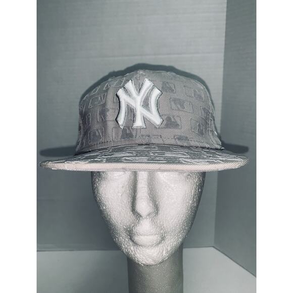 NY Yankees Wool Gray New Era Baseball Cap w Embossed Player Logo Overall 7.25 - Picture 1 of 9
